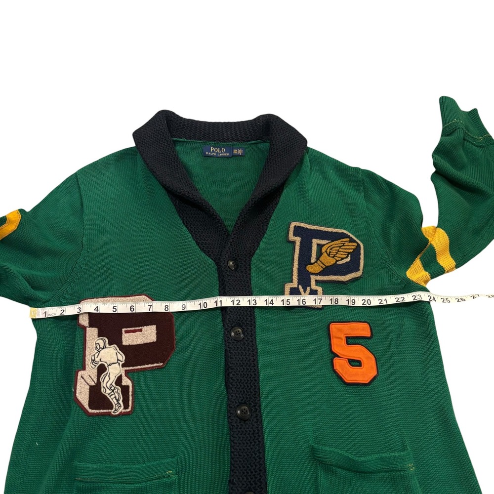 Polo Ralph Lauren Men Green Varsity Patch Shawl Cardigan Sweater 1XB Big & Tall - Picture 8 of 10